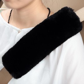 Sisha-A Soft & Cozy Australian Sheepskin Car Seat Belt Covers,2 Pack Fluffy Seatbelt Pads, Genunie Sheepskin Fur Shoulder Straps Cushions for Adults Kids Women and Men (Black)