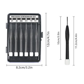 6pcs Mini Flathead and Phillips Micro Precision Head Small Screwdriver Set CRV Eyeglasses Watches Electronics Computer Tools Repair Kit (3pcs Flathead+3pcs Phillips)