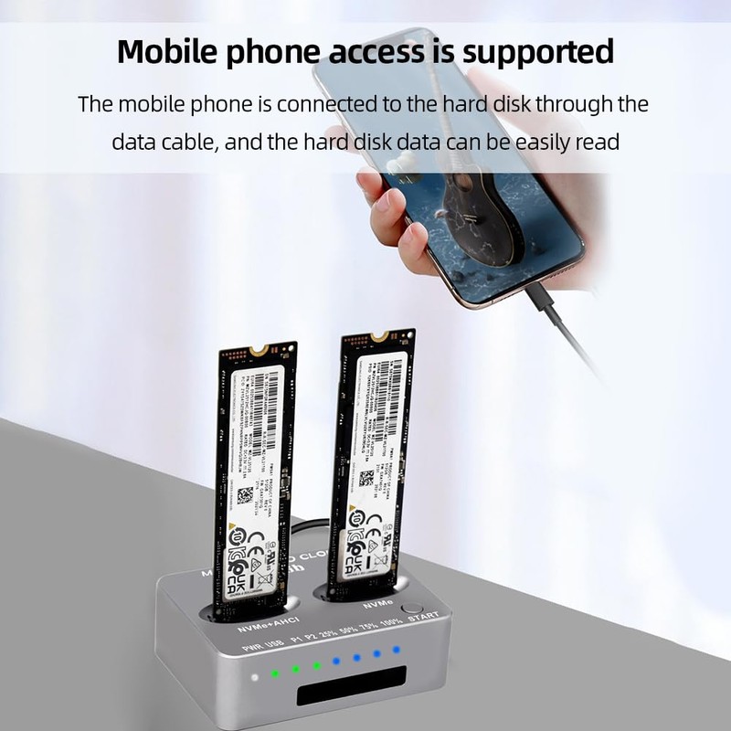 M.2 NVMe SSD Dock AHCI Duplicator Cloner USB3.2 20G SSD