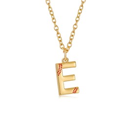 Semoya Softball Initial Necklace for Women Girls, Gold Baseball Mom Pendant Chain Jewelry Softball Accessories Stuff Graduation Mother's Day Gifts Ideas Team Teen Teenage Youth Girls Her Letter E