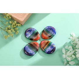 CrystalTears Chakra Worry Stone for Anxiety Healing Crystal Thumb Worry Stones Pocket Palm Stones Stress Relief Reiki Healing Meditation Crystal Gift for Christmas