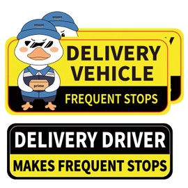 Delivery Driver Magnet for Car, Reflective Caution Frequent Stops Car Magnet, 2 Pack 11"x7" + 1 Pack 11"x3", Durable and Weather-Resistant Magnetic Signs for Vehicles, Easy to Install and Remove