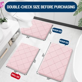 OLANLY Memory Foam Bath Mat 24x16, Ultra Soft and Absorbent Bathroom Rugs, Machine Washable, Comfortable Bath Carpet for Bathroom Floor, Tub and Shower, Pink