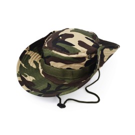 Outdoor Wide Brim Sun Protect Hat, Classic US Combat Army Style Bush Jungle Sun Cap for Fishing Hunting Camping Green Camouflage 22
