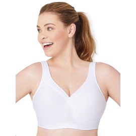 Glamorise Full Figure Plus Size MagicLift Seamless Sports Bra Wirefree #1006 White