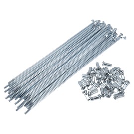 VekAuto 1 Set Bicycle Spokes 12G 185mm Length Bike Wheel Spokes Universal Carbon Steel Galvanized Silver Tone Nipple