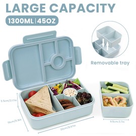 Bugucat Bento Lunch Box 1300ML,Kids Lunch Box Bento Boxes with 4 Compartments Cutlery,Leak-Proof Lunchbox Snack Boxes for Kids Adult,Kids Lunch Box with Compartments for School Kindergarten Office