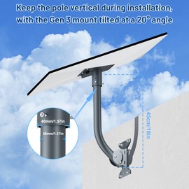 Starlink Roof Wall Mount Gen 3, Starlink Standard Mounting Kit, Mounting Bracket with Gen 3 Pipe/Pole Adapter for Starlink Internet Kit Satellite