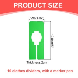 uxcell Clothes Dividers,10 Pack Rectangle Closet Rack Dividers Clothing Rack Size Dividers Blank Labels with Marker Pen Writable & Reusable for Hanging Clothes Sorting Size, Green
