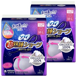 Sofy Super Sleep Panties, Organic Cotton, ML Size, For Especially Large Nights, 7 Packs x 2 Packs (14 Pieces) (Sanitary Supplies, Shorts-Shaped Napkins)