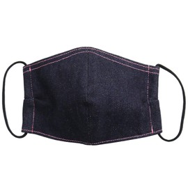 Japan Blue Denim Mask, Made in Japan, Peach Stitching, Approx. 5.5 x 9.1 inches (14 x 23 cm)