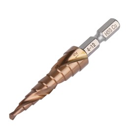Vearter M35 HSS Cobalt Step Drill Bit 4-12mm 9 Steps with Spiral Groove 6.35mm Hexagonal Shank Hole Saw Cutter for Stainless Steel, Iron, Copper and Aluminium