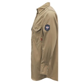 BOCOMAL FR Shirts Flame Resistant Shirts Fire Retardant Welding Shirts Snaps Fastener NFPA2112 7.5oz Khaki Men's Welder Shirt