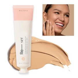 Haleys Base Maquillaje Líquida Set Cobertura Total Mate Vegana Crueldad Animal Aceite Doble Pigmento Acabado Suave Natural Duradero Pieles Sensibles
