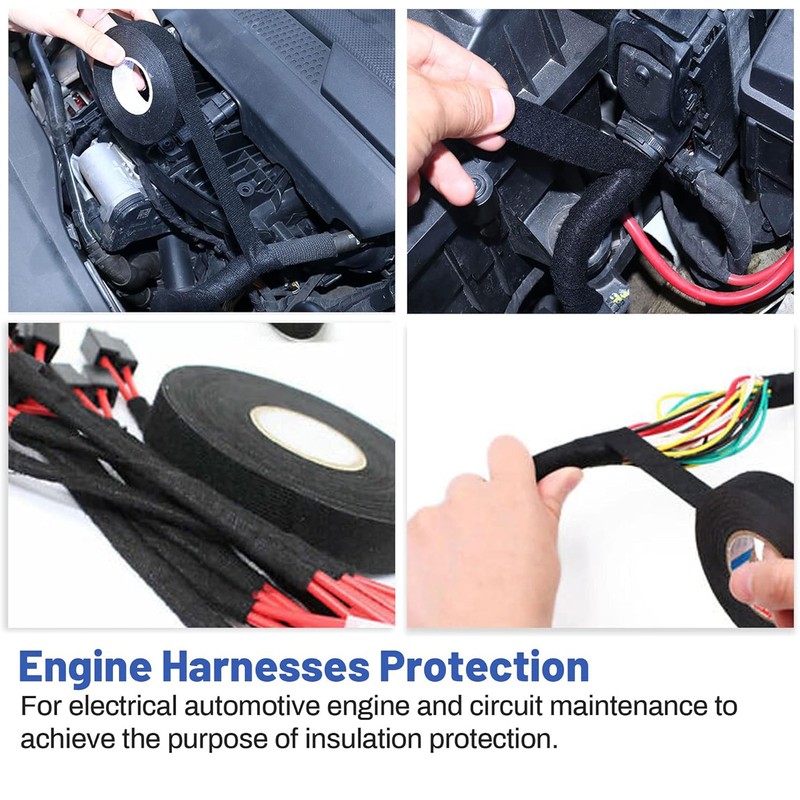 2Pcs Automotive Wiring Harness Tape Easy Tearing Noise Reduction Heat