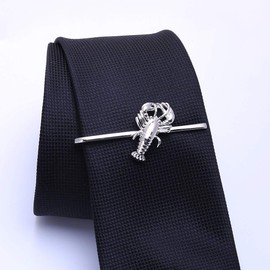 Silver 2 inch Lobster Tie Bar Clip for Men Animal Skinny Tie Clips for Necktie Daily Life with Gift Box