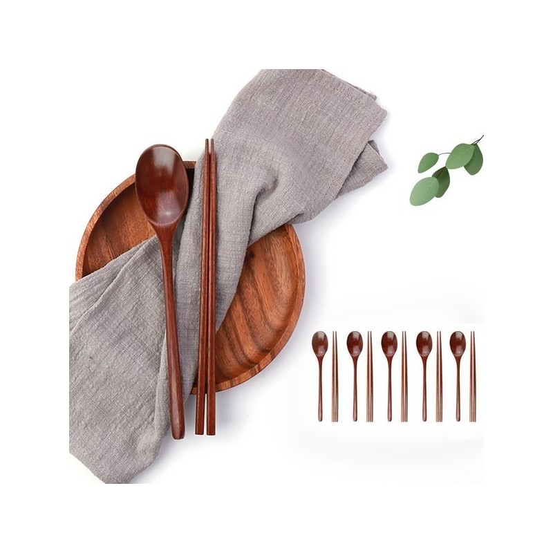 Nature Wood Cutlery Set for 5 / Lacquered Wooden Spoons