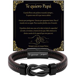 LEAFIA Men's Knot Leather Bracelet with Engraving I Love You, Christmas Gifts, Gift for Him Wedding Anniversary, Men for Valentine's Day, Birthdays for Men, Husband ES