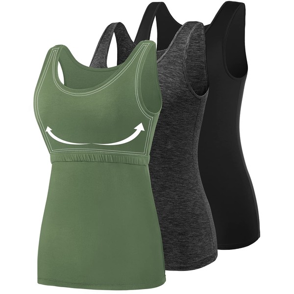 Vislivin Cotton Tank Tops with Shelf Bra for Women Stretch