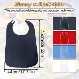 HA BIN 4 Stücke Lätzchen für Erwachsene, Lätzchen für Senioren Abwaschbar, Latz für Erwachsene Wasserdicht mit Auffangschale, für Ältere, Behinderte und Kranke Menschen