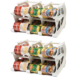 FIFO Countertop Mini Can Tracker Hold Up To 30 Standard 10 to 24 Ounce Can Sizes for Pantry Organization and Food Storage, USA Made, White (2 Pack)