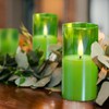 Eywamage Green Glass Flameless Candles with Remote Batteries, Flickering Slim