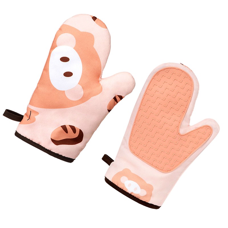 1 Pair Kitchen Oven Glove Excellent Insulation Anti Slip Thickened