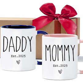Est 2025 New Daddy & Mommy Mugs Set 11oz, Pregnancy Announcement For Parents Mug Set, New Mom and Dad Gifts First Time 2025, Baby Announcement Mug, Prospective Parents Mugs-77s