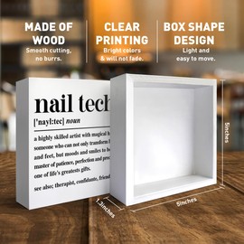 Nail Tech Gifts for Women, Nail Artist Technician Manicurist Christmas Birthday Gift Nail Salon Room Desk Decor, Wooden Box Sign