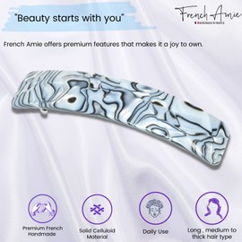 French Amie - Pasador de pelo automático (10,16 cm), color gris