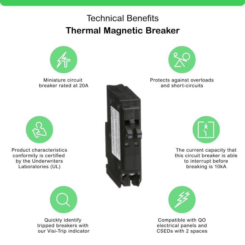 Square D - Tandem mini Circuit Breaker, QO, 2 x
