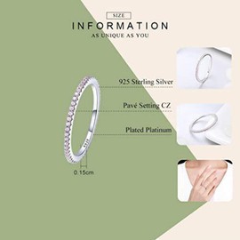 PAHALA 925 Sterling Silver Circle with Pink Crystals Cubic Zirconia Vintage Wedding Engagement Band Ring 8