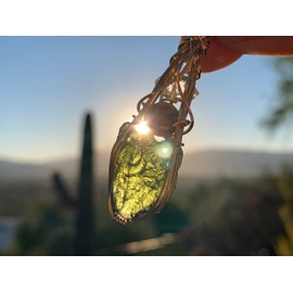 Genuine Moldavite Crystal with Super Seven Crystal Necklace Pendant Czech Republic Tektite Healing Stones Jewelry Graduation Gift M7G (gold-filled herk sm)