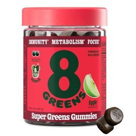 8Greens Gomitas de Superalimentos Diarios - Potenciador de Superalimentos, Energía y Apoyo Inmunológico, Hecho con Verdaderas Verduras, Polvo de Verduras, Vitamina C, B12, Espirulina - Sabor Manzana