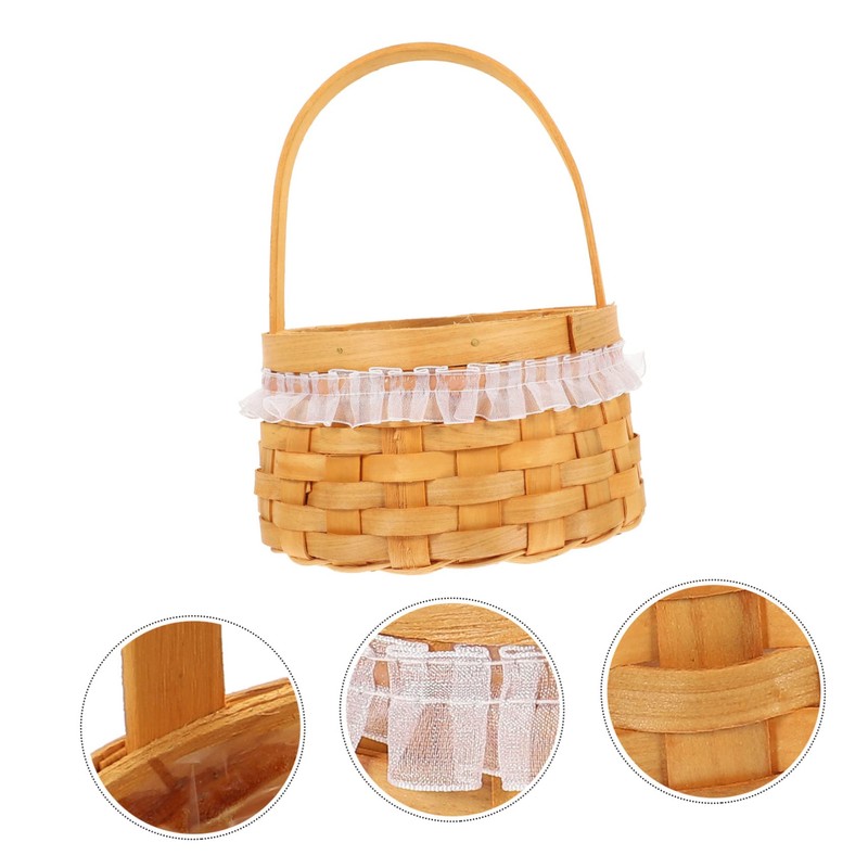 KOMBIUDA Woven Flower Arrangement Basket with Handle for Home Decor