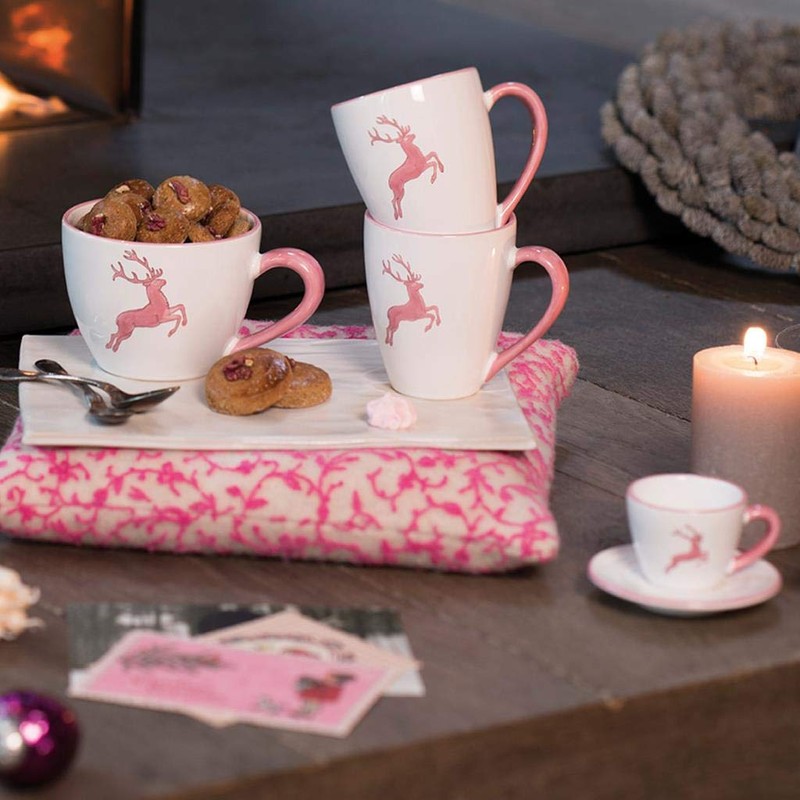 GMUNDNER KERAMIK Dessert Plate Gourmet Diameter 22 cm Pink Deer