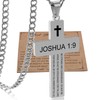 Cross Necklace for Men with Bible Verse, Christian Religious Joshua 1 9 Scripture Baptism First Communion Silver Cross Chain Pendant for Boys Jewelry,Fathers Day Dad 2024 Graduation Gifts for Him