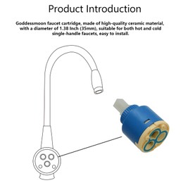 Goddessmoon Faucet Cartridge Replacement Parts for Single Handle Kitchen shower Valve, Compatible with Kraus, Kohler, Moen, American Standard Faucet, Diameter 1.38Inch(35mm) Ceramic Cartridge