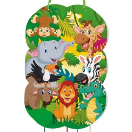 trookee Children's Birthday Piñata with Jungle Animals - Birthday Decoration - Large Piñata with Jungle Animals to Fill with Treats and Gifts for Boys and Girls - 46 x 30 cm