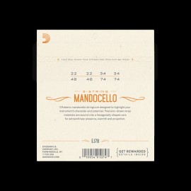 D'Addario EJ78 Phosphor Bronze Mandocello Strings, 22-74