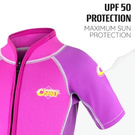 Osprey Toddlers 3mm Shorty Summer Kids Wetsuit, One Piece with SPF 50+ for Boys and Girls, Multiple Colours
