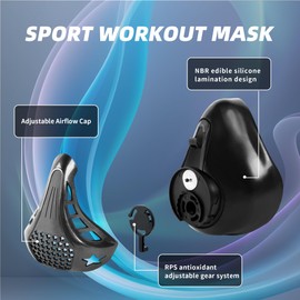 High Altitude Mask，Workout Training Mask，Training Mask- Suitable for Gym，Cardio, Fitness，Running, Endurance and HIIT Training (Steel Gray)