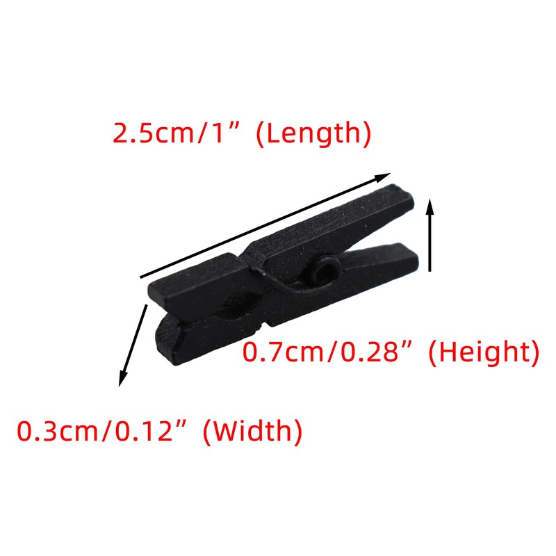 WOSHIGOU 100 PCS 1 Inch Wooden Black Clothespins, Mini Clothes