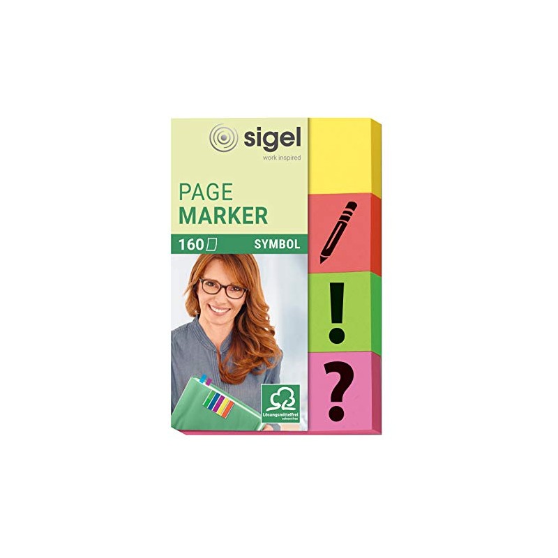 SIGEL HN635 Index Page Markers, Symbol ?/!/signature/arrow, 4 colours, 160
