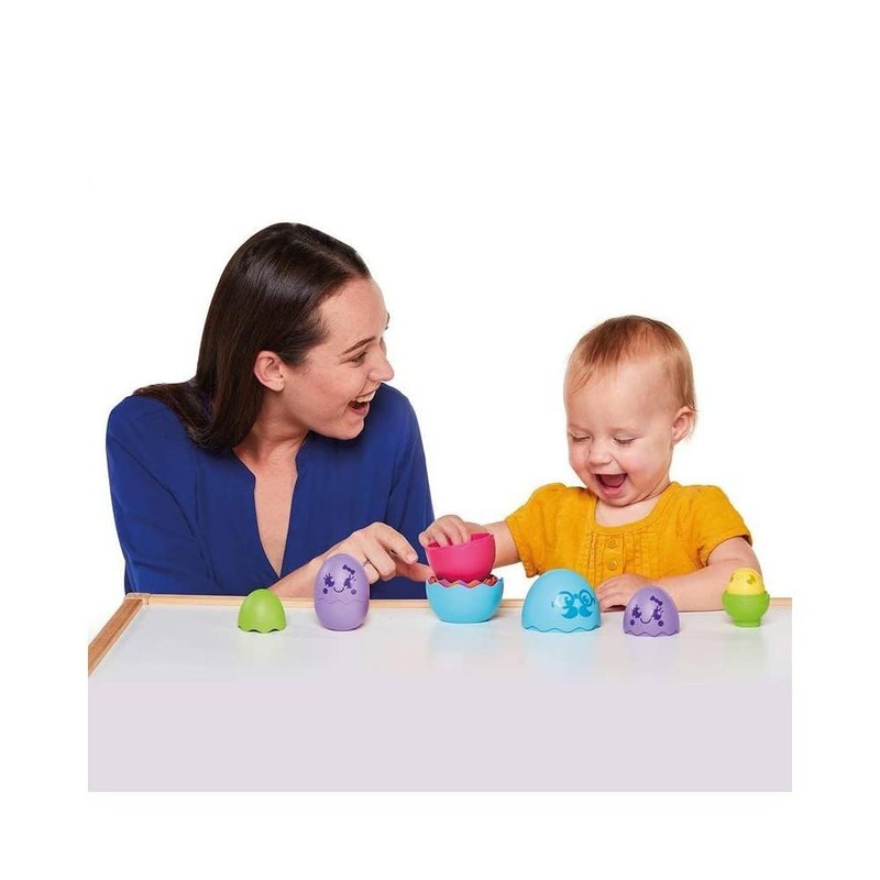 Nested eggs with hiding place, orange, multi-coloured