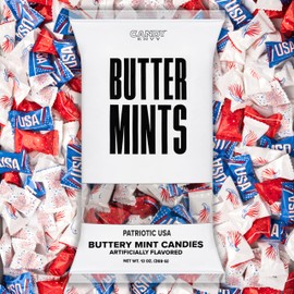 Candy Envy - Patriotic USA Buttermints - 13 oz. Bag - Approximately 100 Individually Wrapped Mints - Fourth of July Memorial Day Party Candy Favors