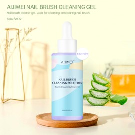 AIJIMEI 60ML/2Fl.oz Lavender Acrylic Nail Brush Cleaner Gel Brush Cleaner Nail Art Tools Clean for Builder Hard Gel Brush Acrylic Nails Brush (60ml-Lavender)