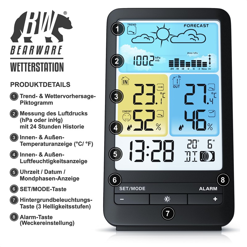 CSL Wireless Weather Station with Colour Display and Outdoor Sensor,