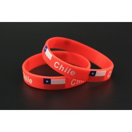 Evankin Country Flag Unisex Silicone Bracelet Rubber Sports Fashion Wristband(Chile,one size)