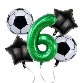 Soccer Birthday Party Decorations for Boys, 40 Inch Number 6 Balloons Green, Soccer Balloons 6th Birthday Decorations, World Cup Soccer Sports Theme Party Decorations. (Green 6)